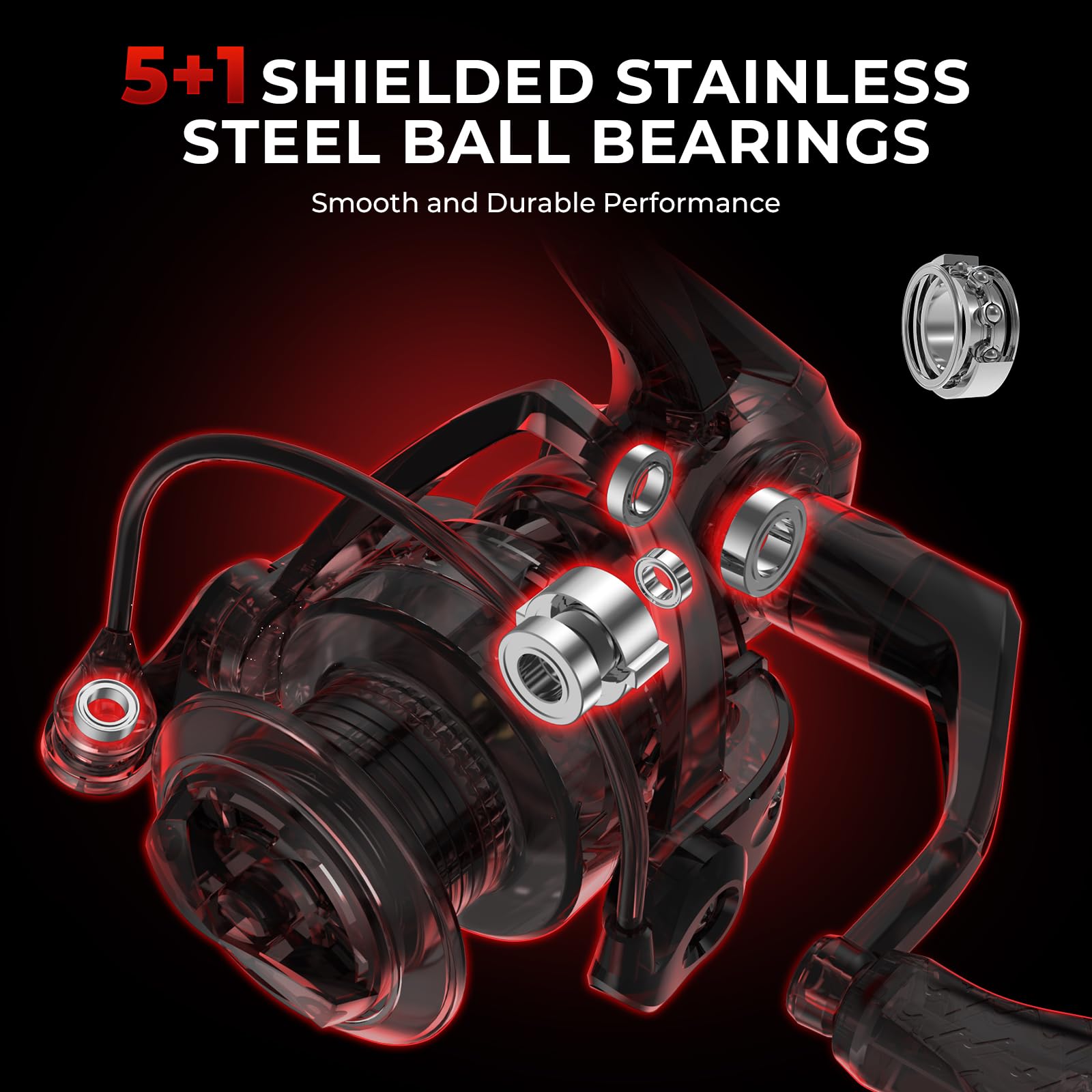 KastKing Royale Legend Fishing Reel - 5.2:1/6.2:1 Gear Ratio Spinning Reel, Up to 22 Lbs of Carbon Drag, 5+1/7+1 Stainless Steel Ball Bearings, Graphite Frame, Asymmetric Spinning Reel Rotor Design - Image 3