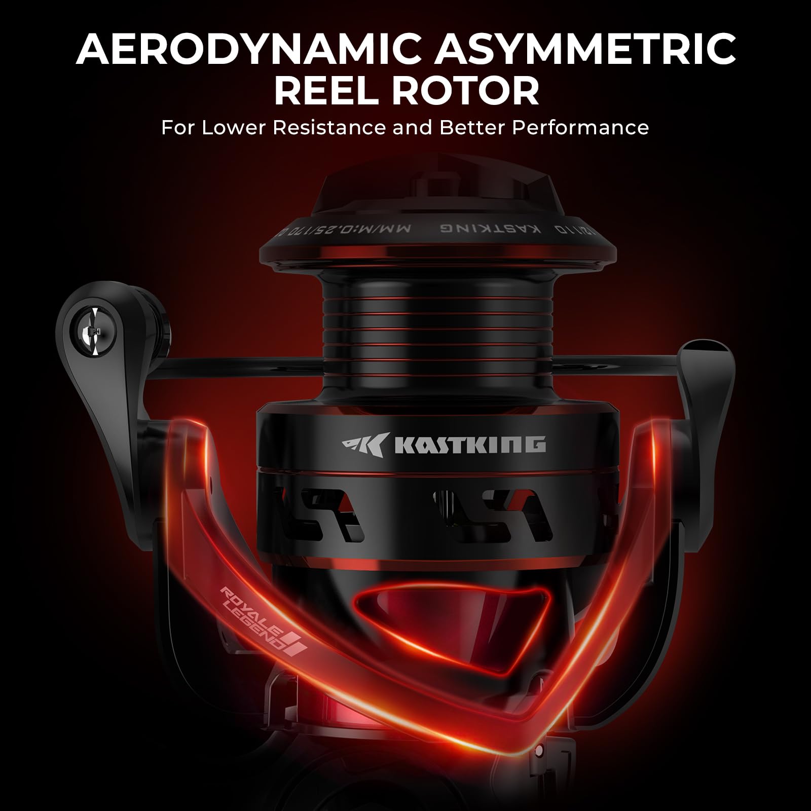 KastKing Royale Legend Fishing Reel - 5.2:1/6.2:1 Gear Ratio Spinning Reel, Up to 22 Lbs of Carbon Drag, 5+1/7+1 Stainless Steel Ball Bearings, Graphite Frame, Asymmetric Spinning Reel Rotor Design - Image 6