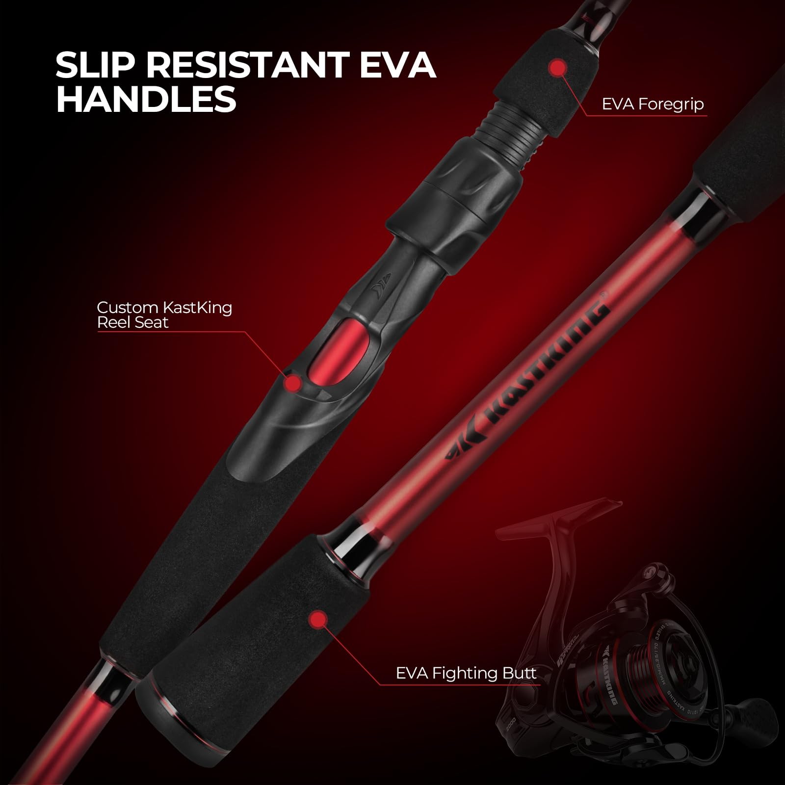 KastKing Royale Legend II Twin Tip Fishing Rod and Reel Combos, Spinning & Casting Combo, IM6 Graphite 2Pc Blanks, Extra Backup Tip Section, Stainless-Steel Guides, KastFlex Technology, EVA Handles - Image 7