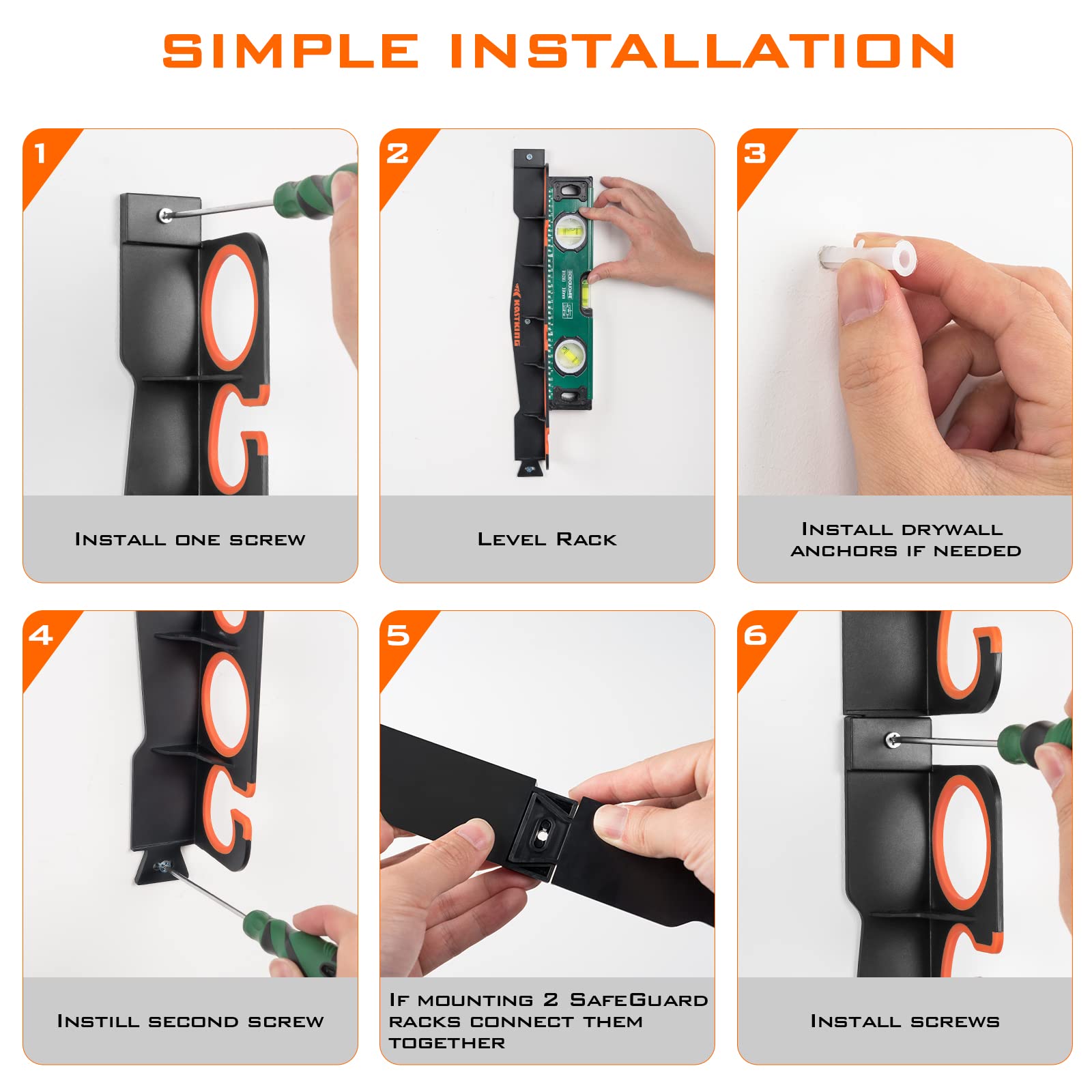 KastKing SafeGuard Fishing Rod Holder for Garage, Wall or Ceiling Mounted Fishing Rod Rack Storage Organizer, Fishing Pole Holder Holds 6 Rods or Combos in Less Than 18 Inches - Image 5