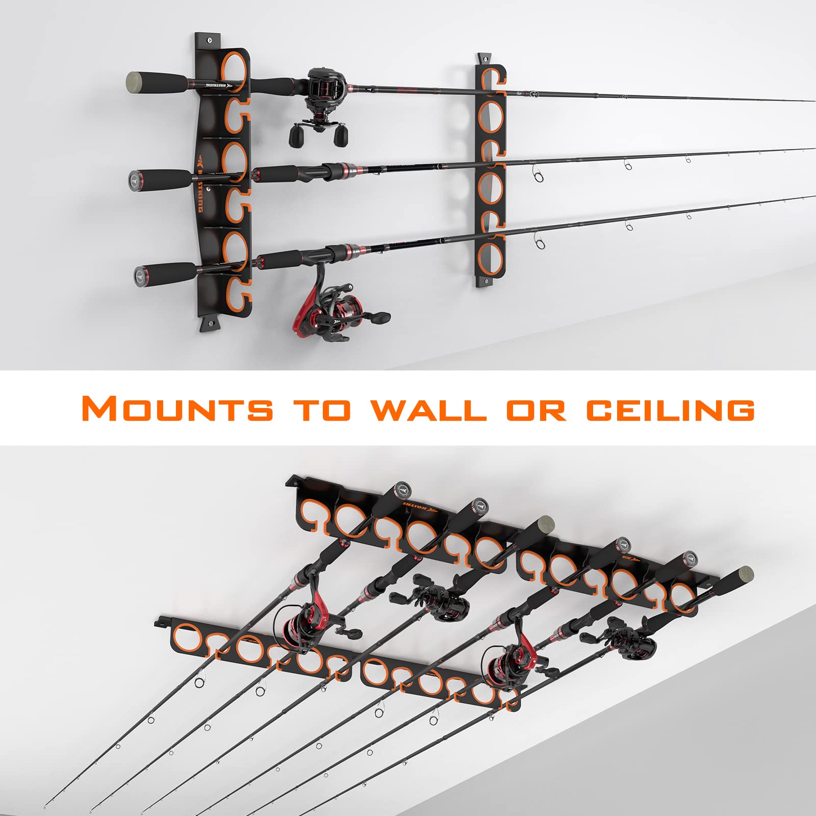 KastKing SafeGuard Fishing Rod Holder for Garage, Wall or Ceiling Mounted Fishing Rod Rack Storage Organizer, Fishing Pole Holder Holds 6 Rods or Combos in Less Than 18 Inches - Image 6