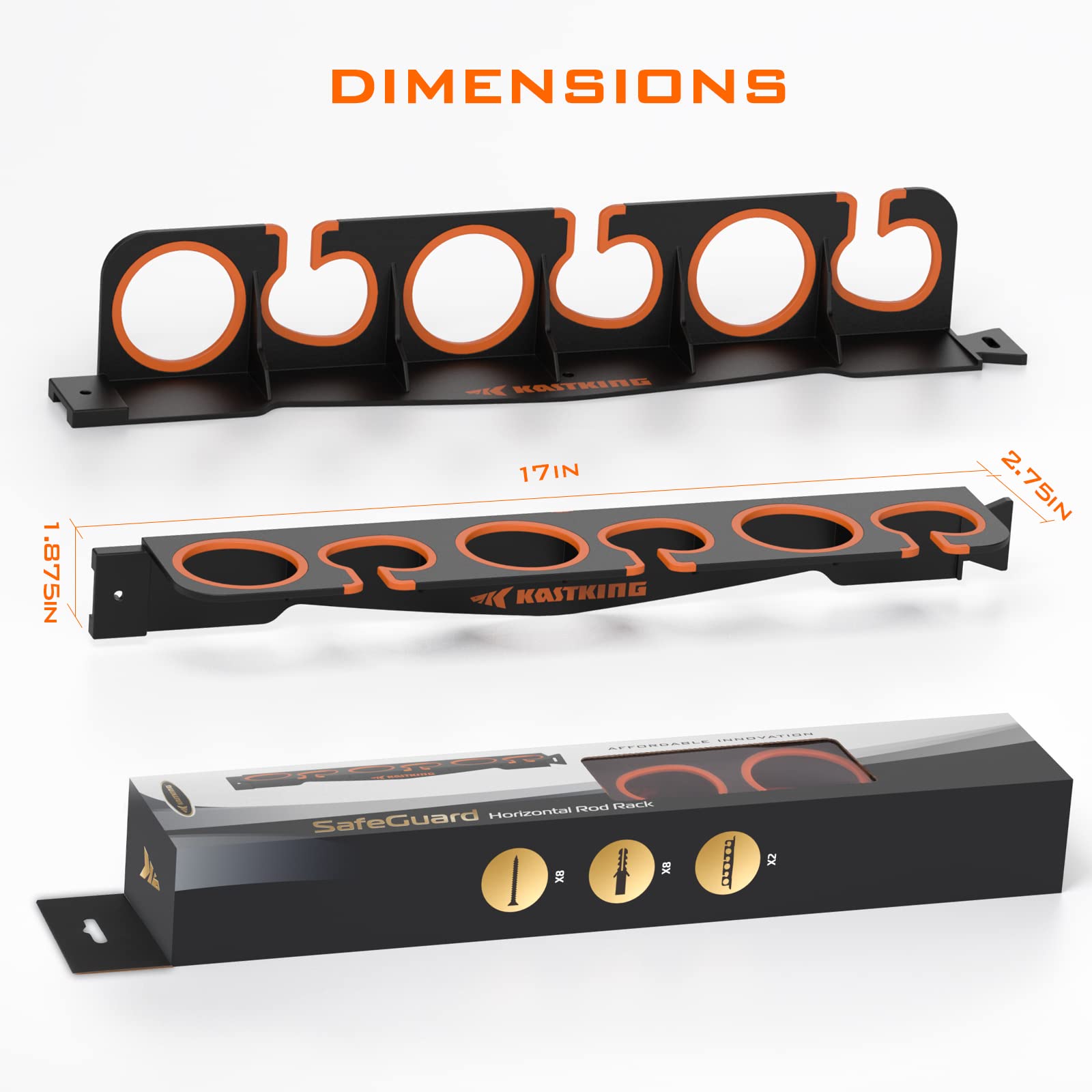 KastKing SafeGuard Fishing Rod Holder for Garage, Wall or Ceiling Mounted Fishing Rod Rack Storage Organizer, Fishing Pole Holder Holds 6 Rods or Combos in Less Than 18 Inches - Image 7