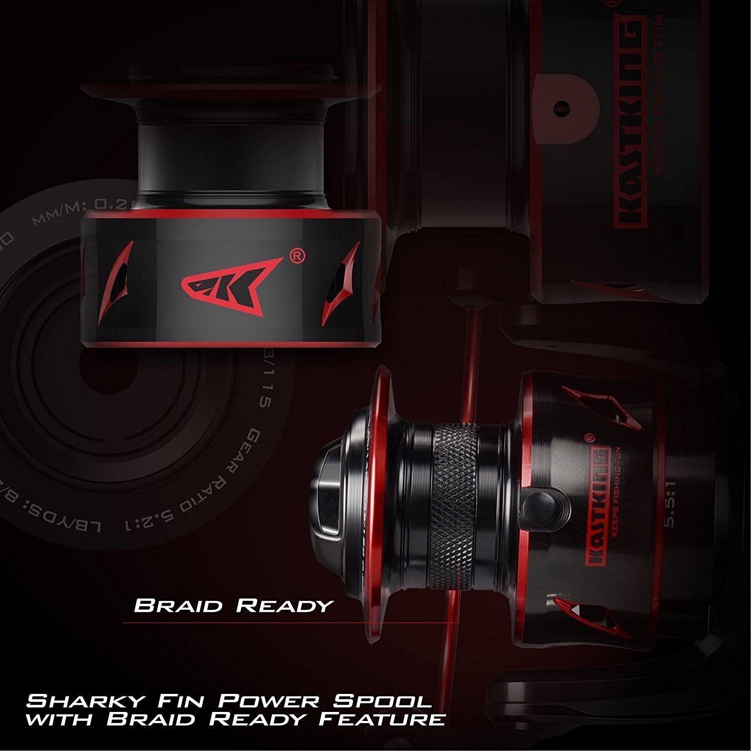 KastKing Sharky Baitfeeder III Spinning Reel 10+1 Shielded Stainless Steel BB - Carbon Fiber Drag for Live Liner Bait Fishing Action - Image 4