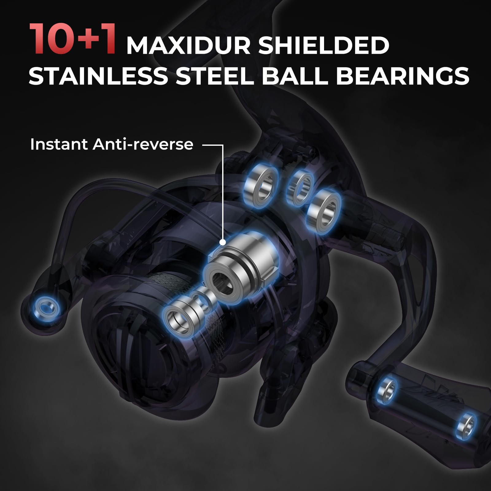 KastKing Sharky Spinning Reel – 5.2:1 & 6.2:1 Gear Ratios, Carbon Fiber Drag 33–39.5LB, 10+1 Stainless Bearings, Lightweight Nylitech Body, Oversize Shaft, for Saltwater & Freshwater - Image 8