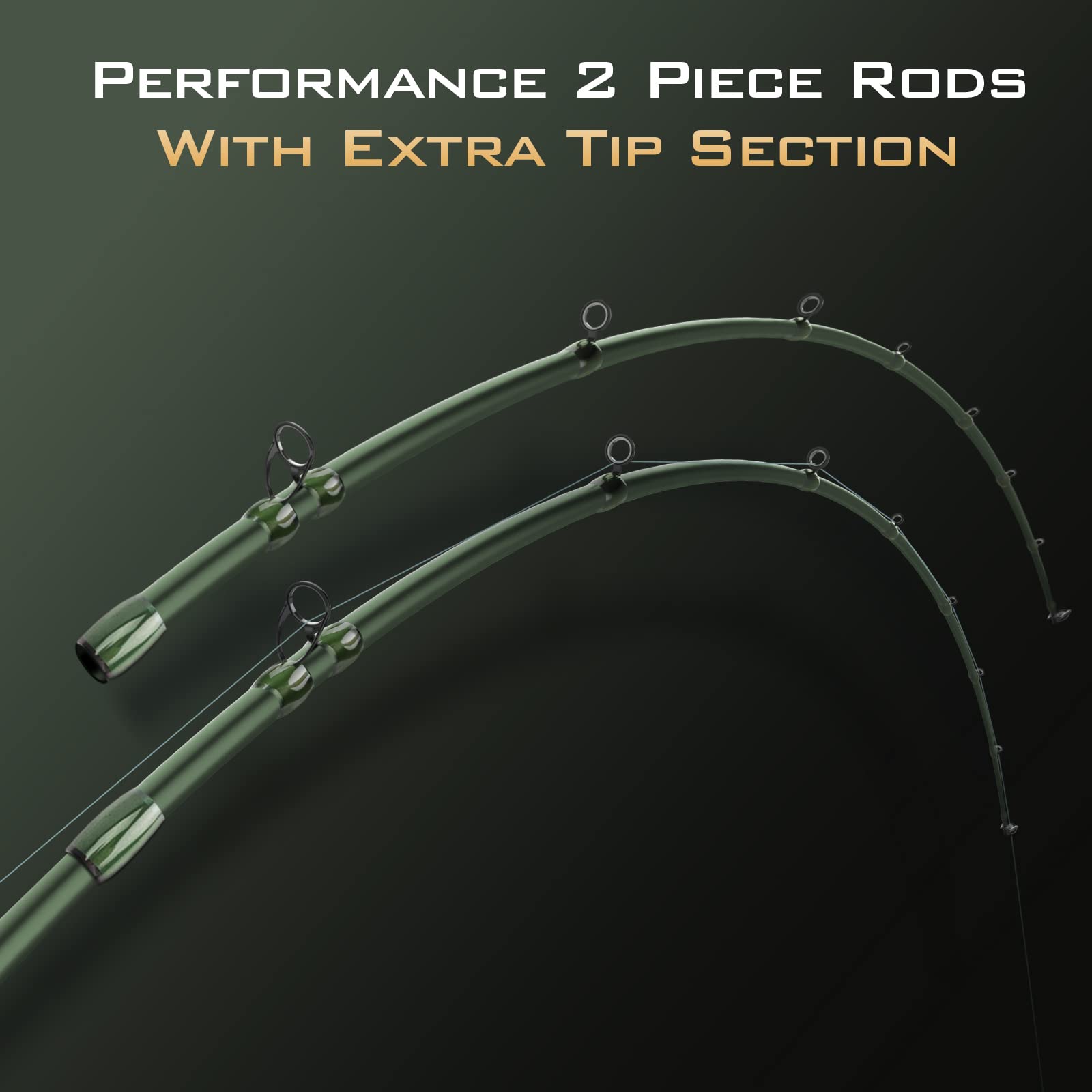 KastKing Spartacus II Fishing Rods - IM6 Graphite Blanks Casting & Spinning Rods, 2-Piece Rods with Extra Tip Section, PTS Power Transition System, KastFlex Technology, Rubber Cork Handle - Image 3