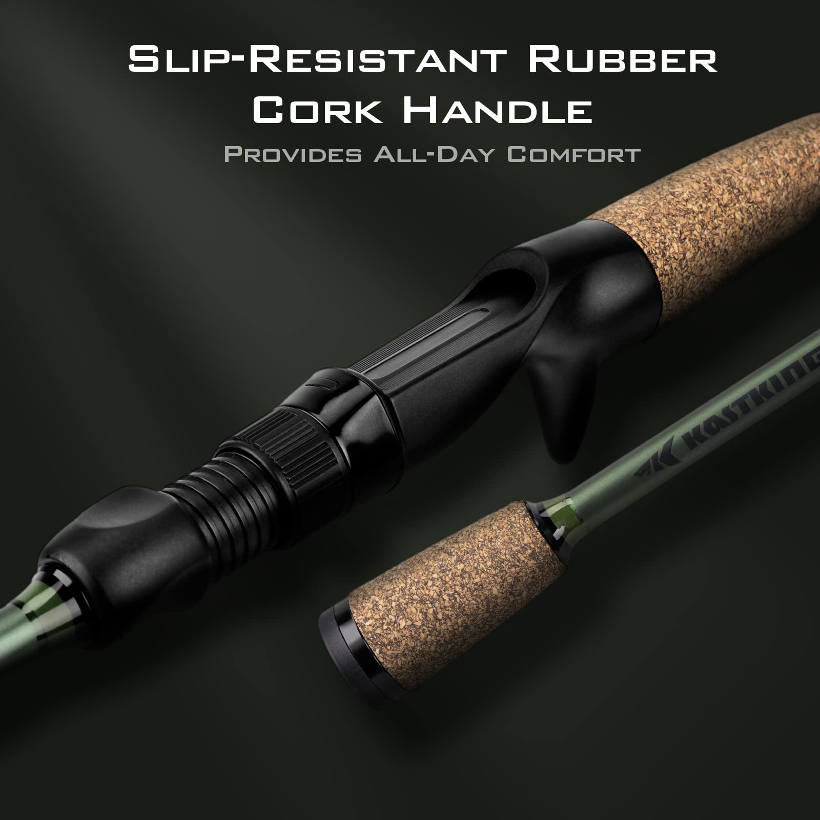 KastKing Spartacus II Fishing Rods - IM6 Graphite Blanks Casting & Spinning Rods, 2-Piece Rods with Extra Tip Section, PTS Power Transition System, KastFlex Technology, Rubber Cork Handle - Image 6