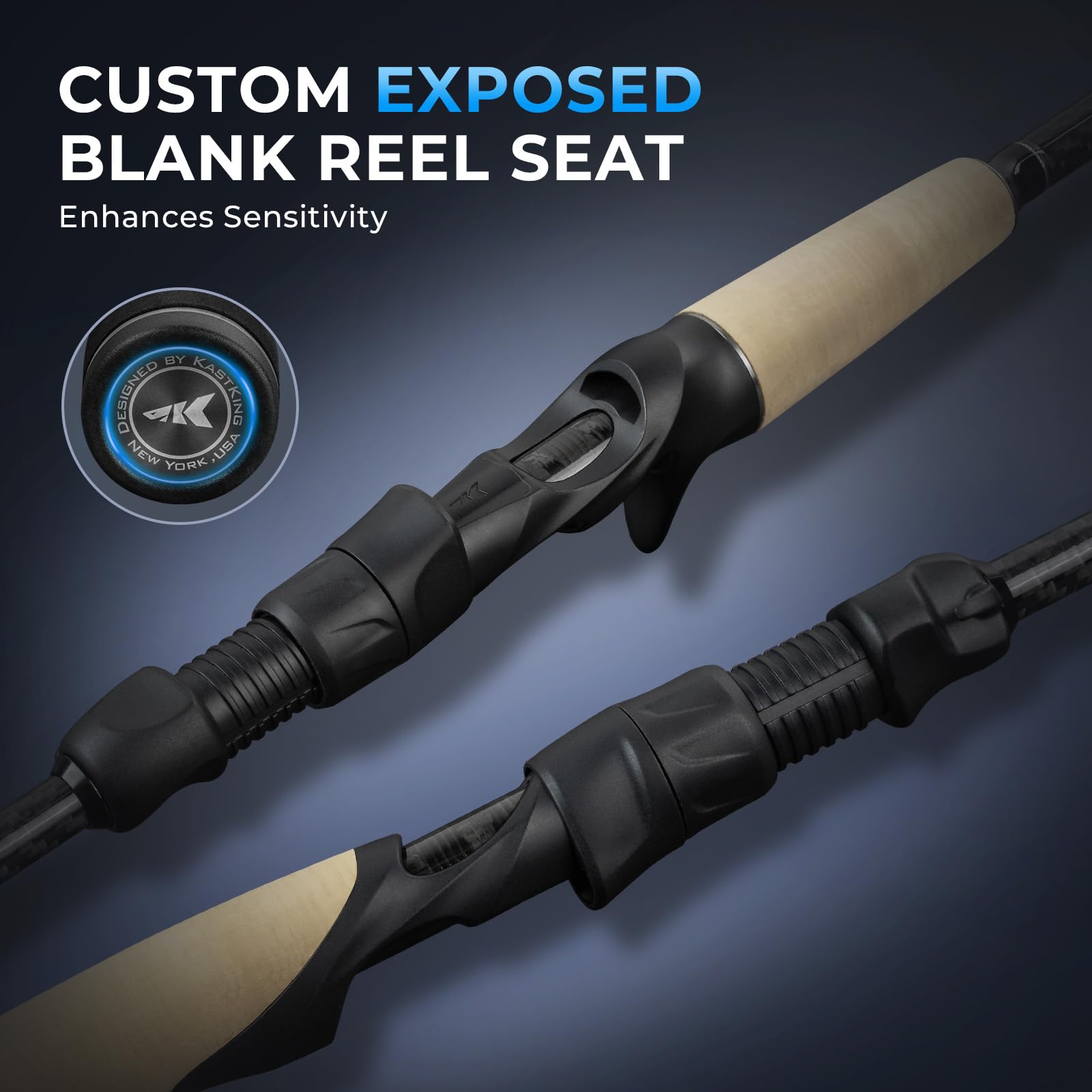 KastKing Spartacus II Plus Twin-Tip Spinning & Casting Rods, IM6 Graphite Blanks, Stainless Steel Frame with Zirconium Oxide Rings, 2-Piece Rods with Extra Tip Section, PTS, No-Slip Grip, Hook Keeper - Image 6