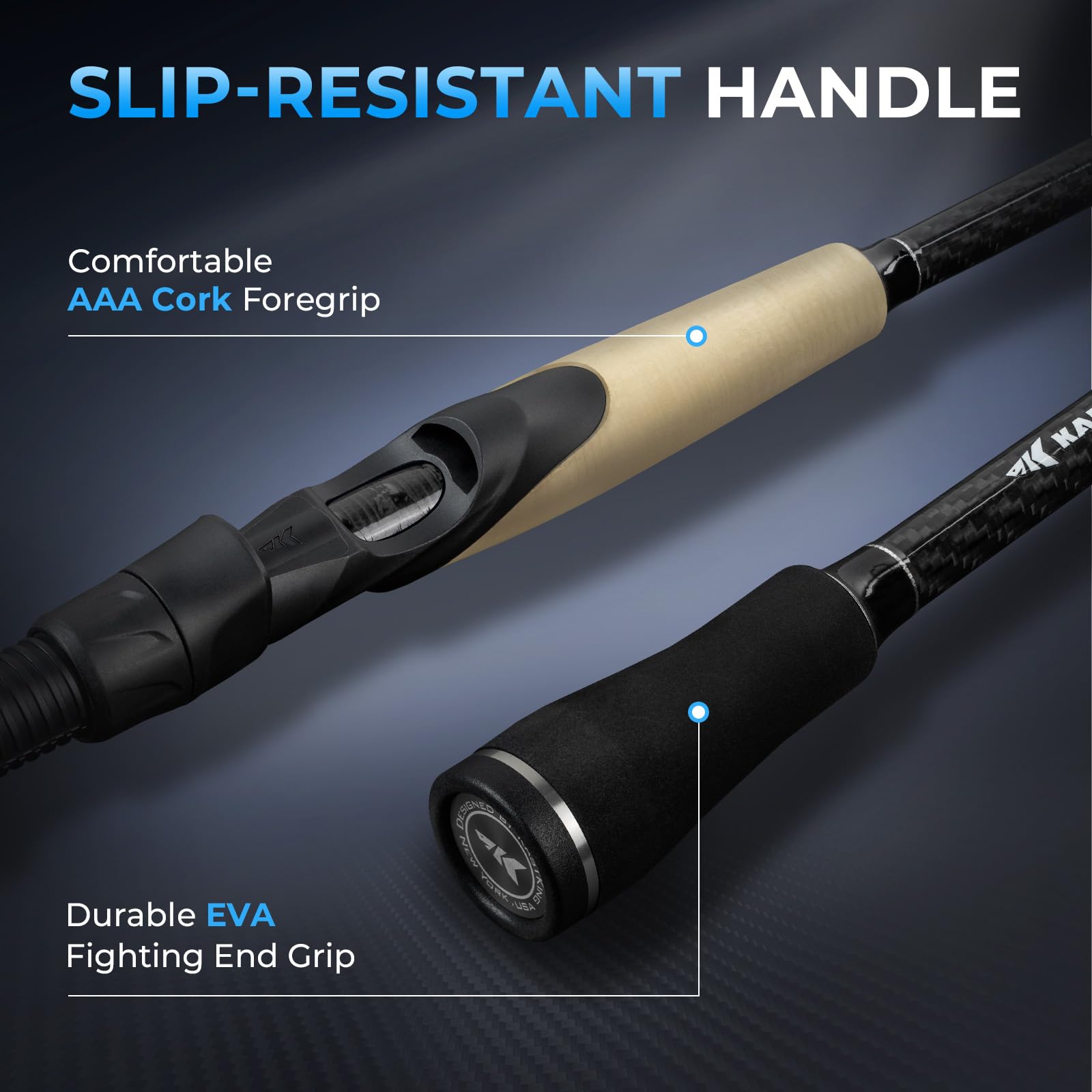 KastKing Spartacus II Plus Twin-Tip Spinning & Casting Rods, IM6 Graphite Blanks, Stainless Steel Frame with Zirconium Oxide Rings, 2-Piece Rods with Extra Tip Section, PTS, No-Slip Grip, Hook Keeper - Image 7