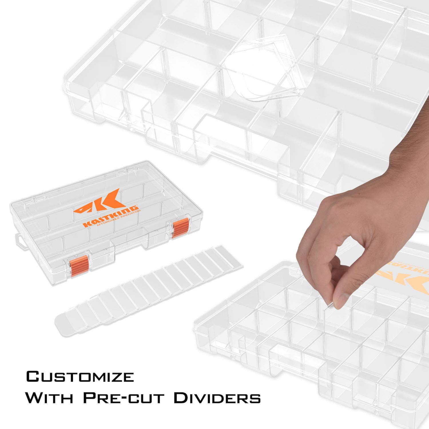 KastKing Tackle Boxes, Plastic Box, Plastic Storage Organizer Box with Removable Dividers - Fishing Tackle Storage - Box Organizer - 2 Packs /4 Packs Tackle Trays - Parts Box - Image 3