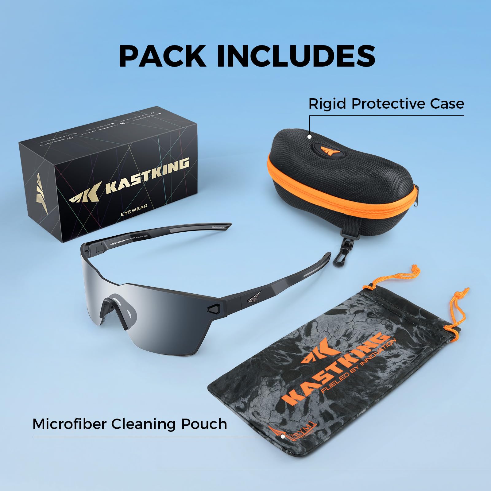 KastKing Tarkio Polarized Fishing Sunglasses, Large Single PC Lenses, Rimless Wrap Design, UV400 Protection Sports Sunglasses - Image 7