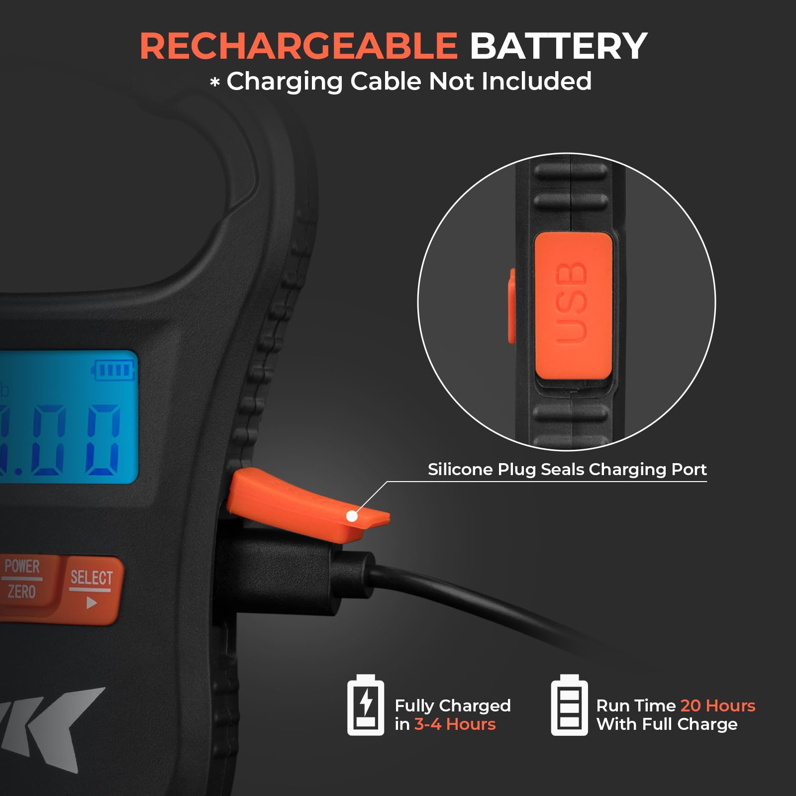 KastKing ToughTide Fishing Scale, USB Charging, 65lb Capacity, Ultra-Thin Digital Fish Scale, LCD Display, Ergonomic Handle, Fish Scales Digital Weight, Fishing Accessories for Men - Image 4