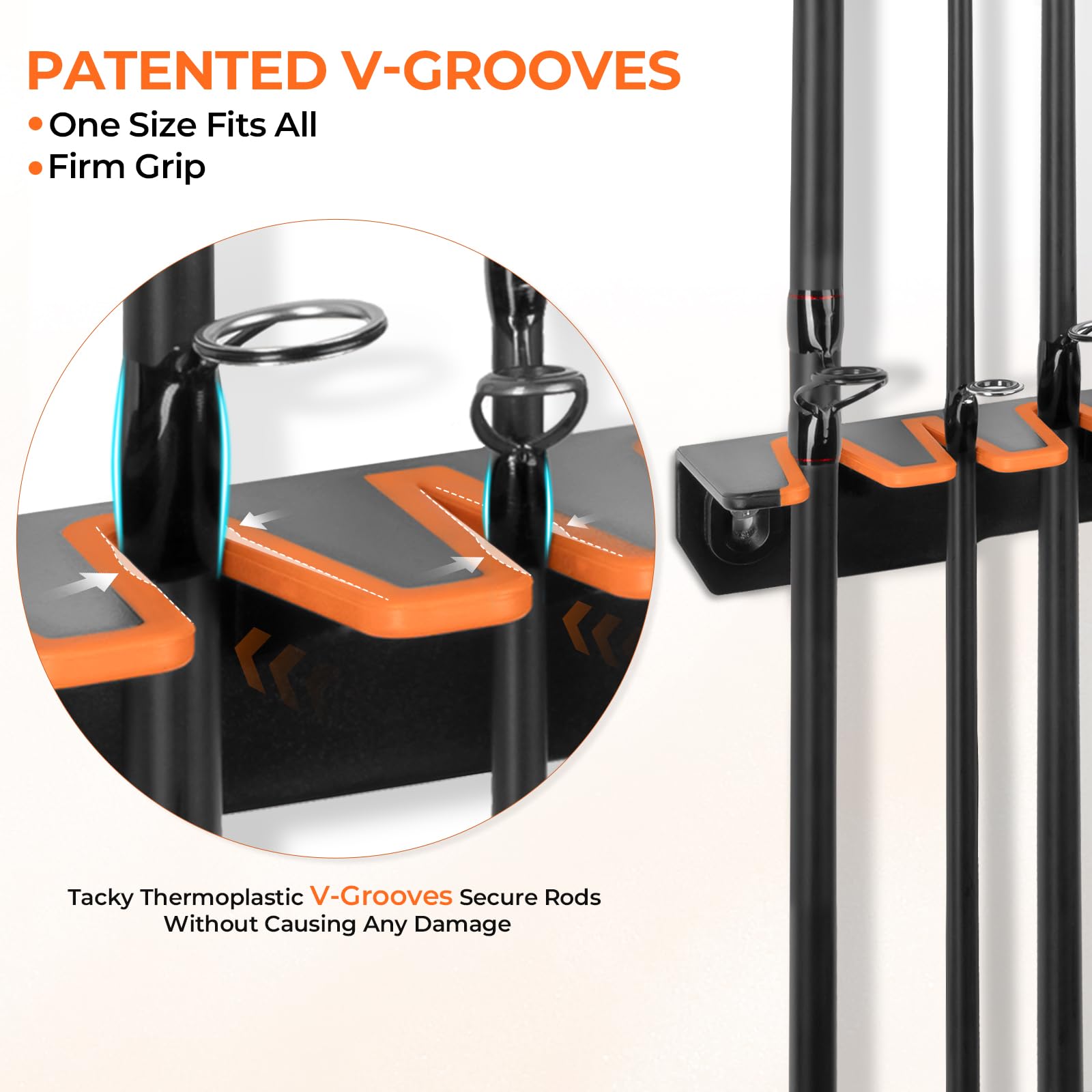 KastKing V15 Vertical Fishing Rod Holder – Wall Mounted Fishing Rod Rack, Store 15 Rods or Fishing Rod Combos in 17.25 Inches, Great Fishing Pole Holder and Rack - Image 3