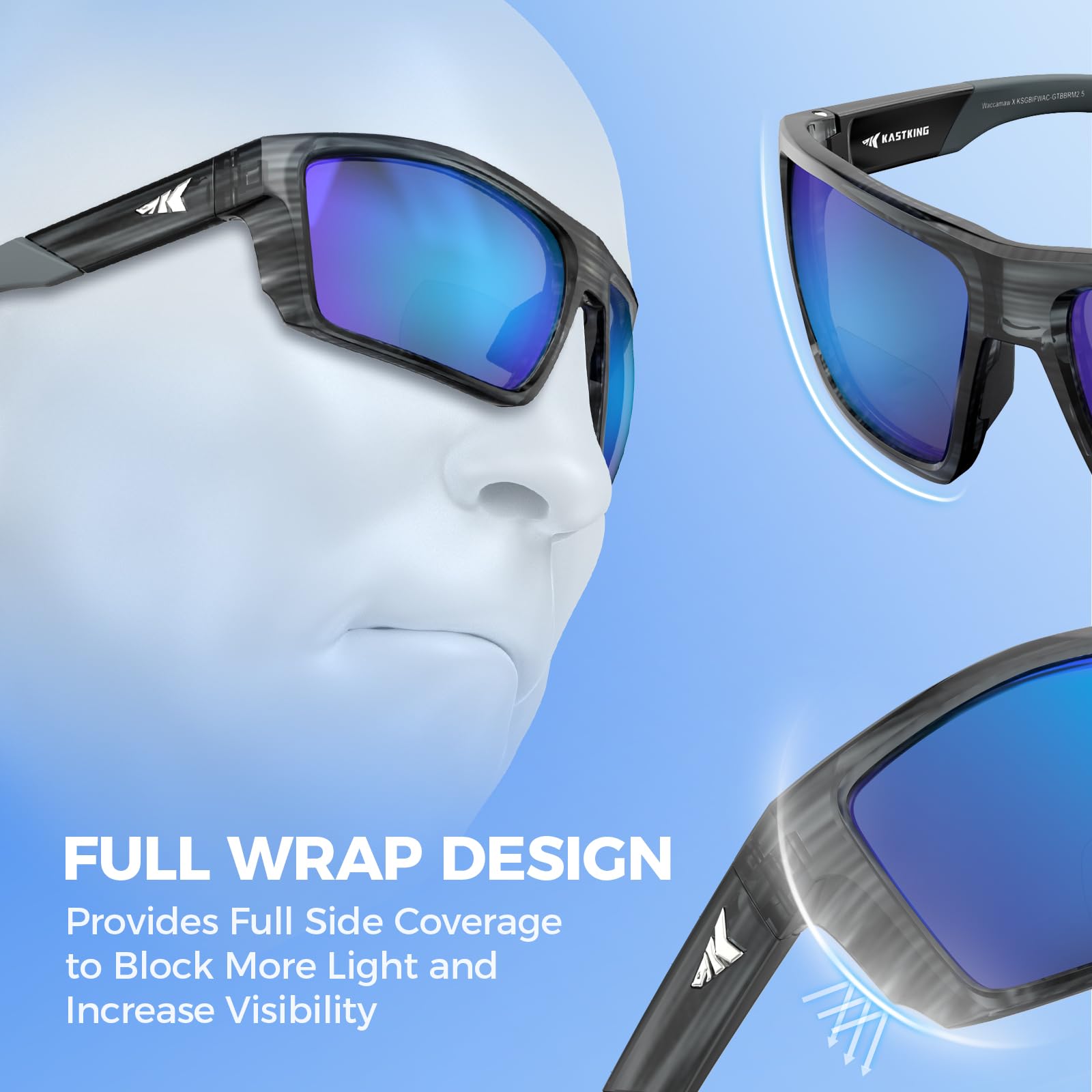 KastKing Waccamaw Polarized Bifocal Sunglasses, x1.5 x2.0 x2.5 Magnifications, Wrap Around Sport Reader Sunglasses for Men - Image 3