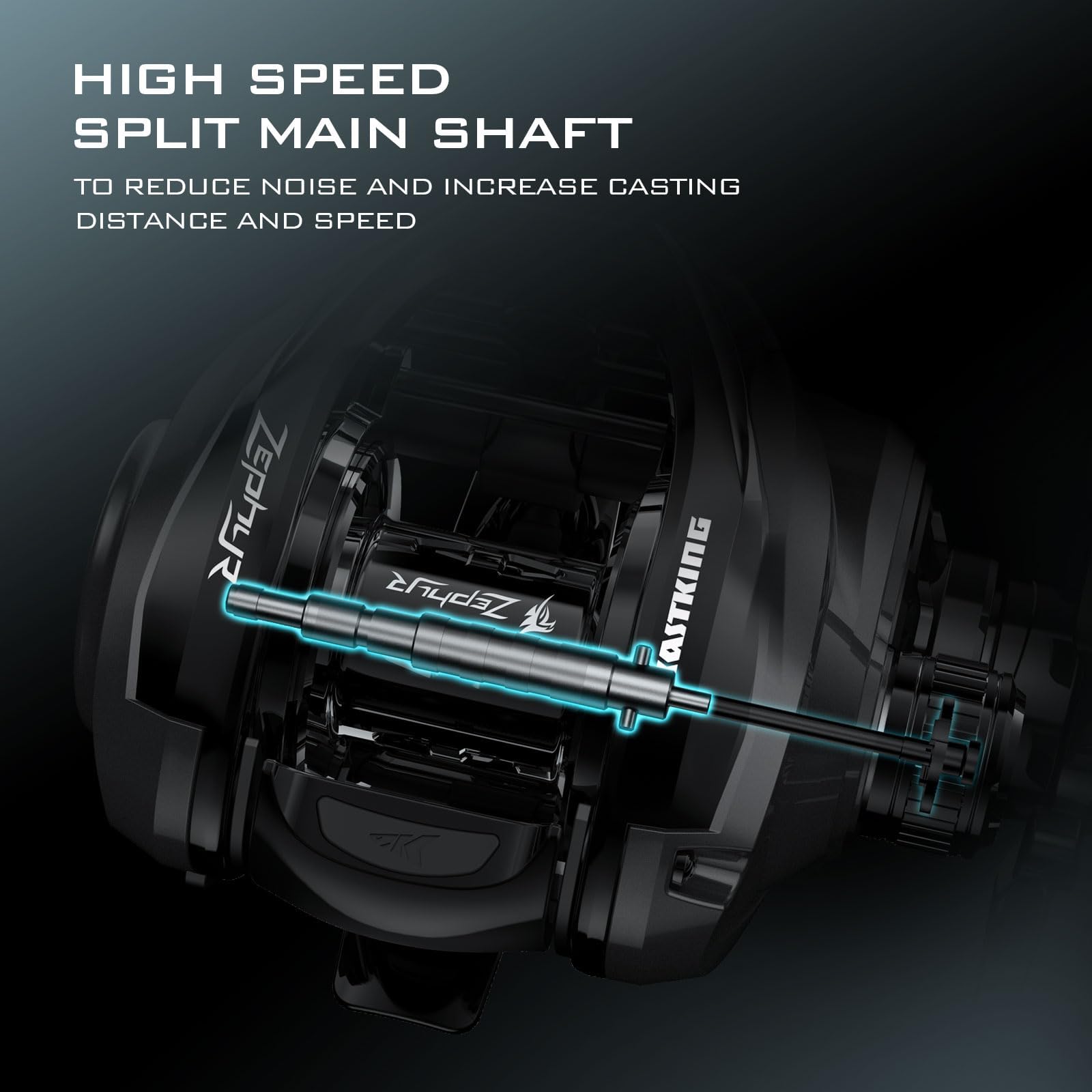 KastKing Zephyr Baitcasting Fishing Reel, Halo XII Magnetic Braking System Baitcaster Reel, 7+1 Double Shielded Stainless Steel BB, 7.2:1 High-Speed Gear Ratio, 18lb Triple Disc Carbon Fiber Drag - Image 8