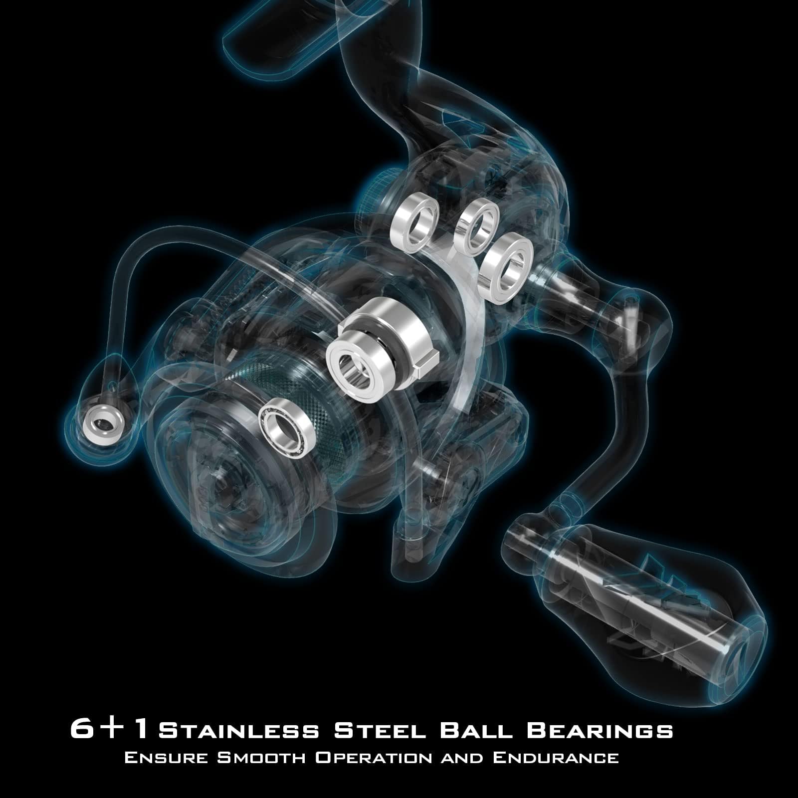 KastKing Zephyr Spinning Reels – 7+1/6+1 BB – Carbon Fiber Drag – Stainless Steel Shaft – Aluminum & CNC Spool – Black/Green/Orange – Sizes 500/1000 SFS – ICE Fishing Ready Reels! - Image 4